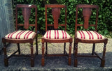 Shabby Chic Chairs. Hand painted with Annie Sloan "Old White" chalk paint, then lightly distressed and finished with Annie Sloan clear wax. The high quality shabby chic fabrics complement these chairs beautifully, as well as being hard wearing and functional.