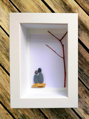 Couple By A Tree Pebble Art