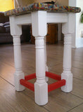 Marvel Stool. With a serious amount of sanding, a lick of paint and transferring a marvel collage onto it using the decoupage technique, it has been completely transformed and been given a new lease of life. Could also be used as a little side table 