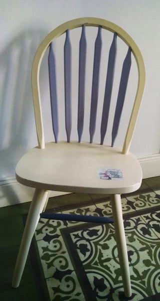 Shabby Chic Chair. Hand painted using Annie Sloan Cream paint and finished with clear wax for durability, would make a pretty addition to any home. Lovely decoupage detail with paint colours picked out and mixed from the image, with a light distressing for that vintage feel. Perfect for use as a unique and beautiful bedroom or occasional chair. 
