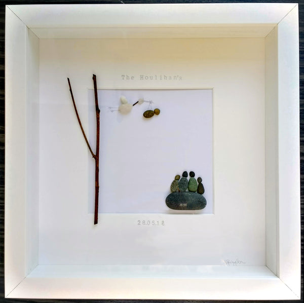 Stork Family - Custom Irish Pebble Art